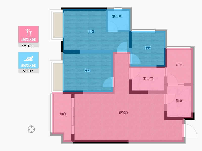 重庆-重庆市-华南城巴南华府-81.46-户型库-动静分区