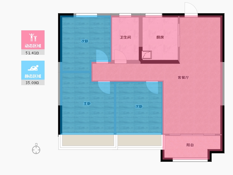 陕西省-西安市-保利熙岸林语-77.99-户型库-动静分区