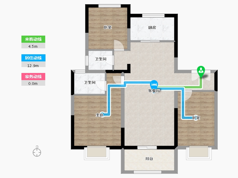 江苏省-徐州市-碧桂园青云台-95.48-户型库-动静线