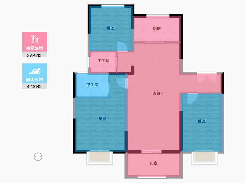 江苏省-徐州市-碧桂园青云台-95.48-户型库-动静分区