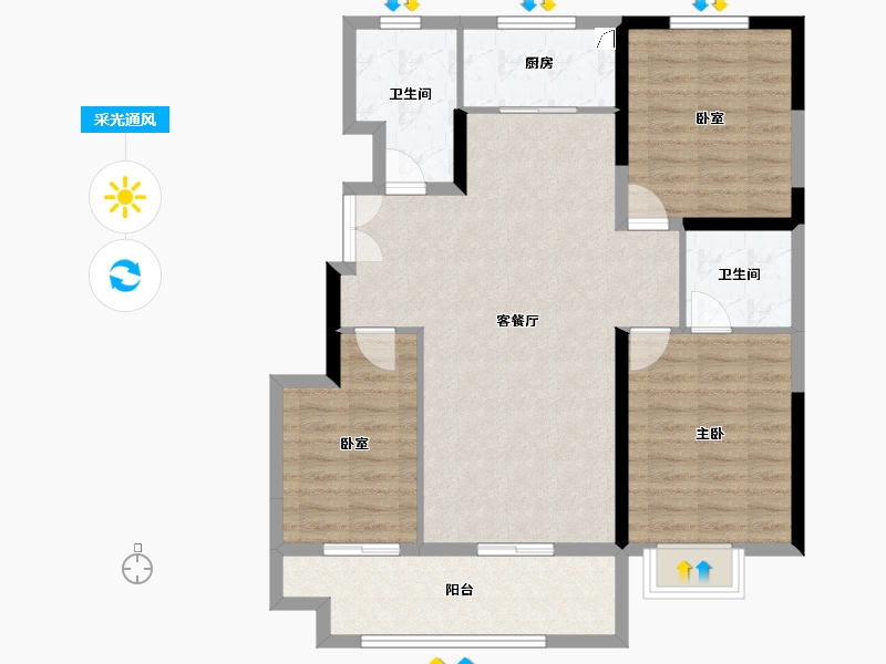 江苏省-徐州市-万城花开-95.72-户型库-采光通风