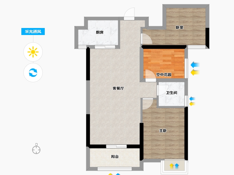 广东省-江门市-印象海伦湾-68.80-户型库-采光通风