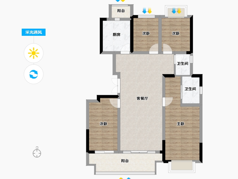 重庆-重庆市-江津吾悦华府-99.19-户型库-采光通风