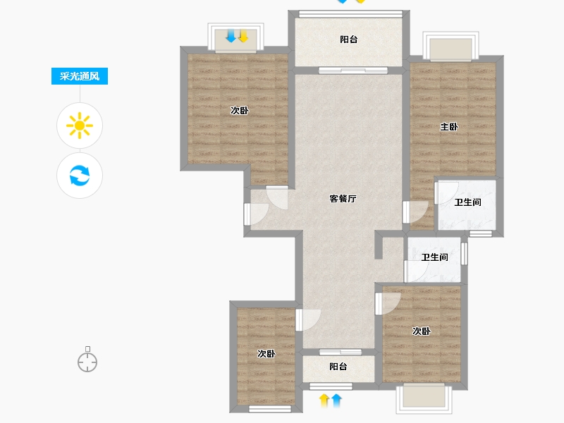 安徽省-安庆市-紫竹园-100.00-户型库-采光通风