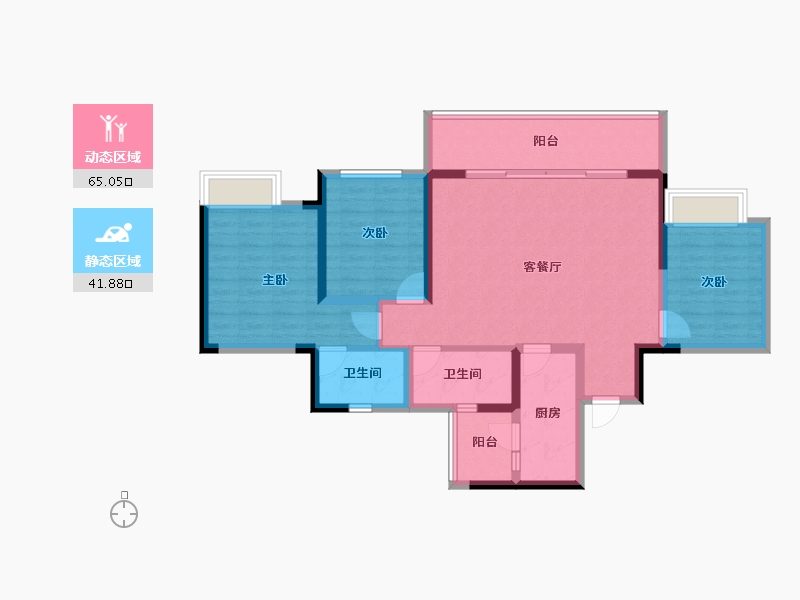 重庆-重庆市-青秀阅山-95.25-户型库-动静分区