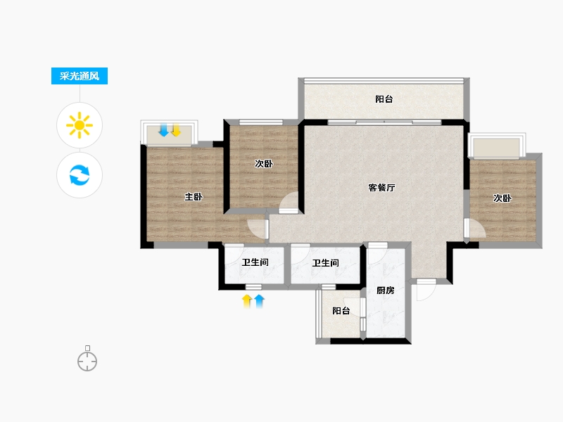 重庆-重庆市-青秀阅山-95.25-户型库-采光通风