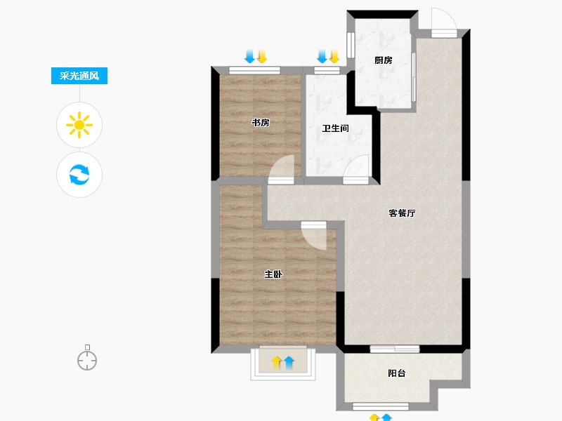 江苏省-徐州市-心怡小镇-68.31-户型库-采光通风