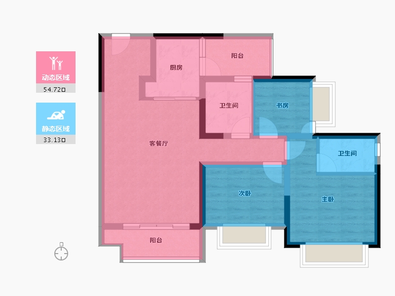 重庆-重庆市-江津吾悦华府-77.37-户型库-动静分区