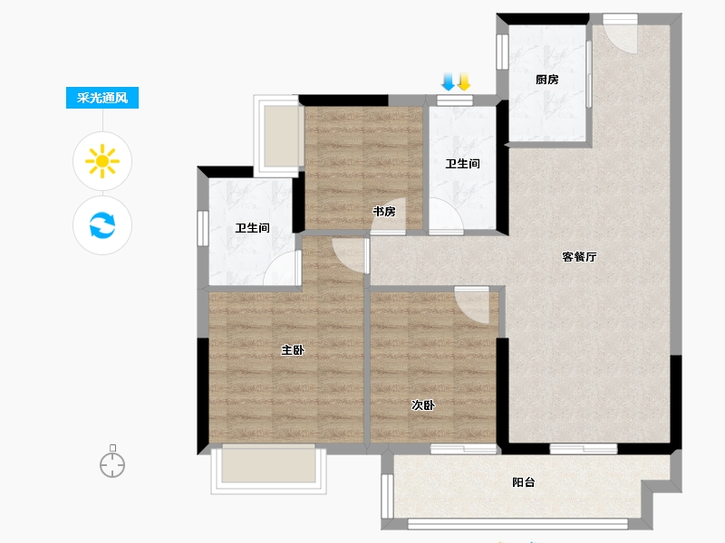 河南省-鹤壁市-融创御府-79.20-户型库-采光通风