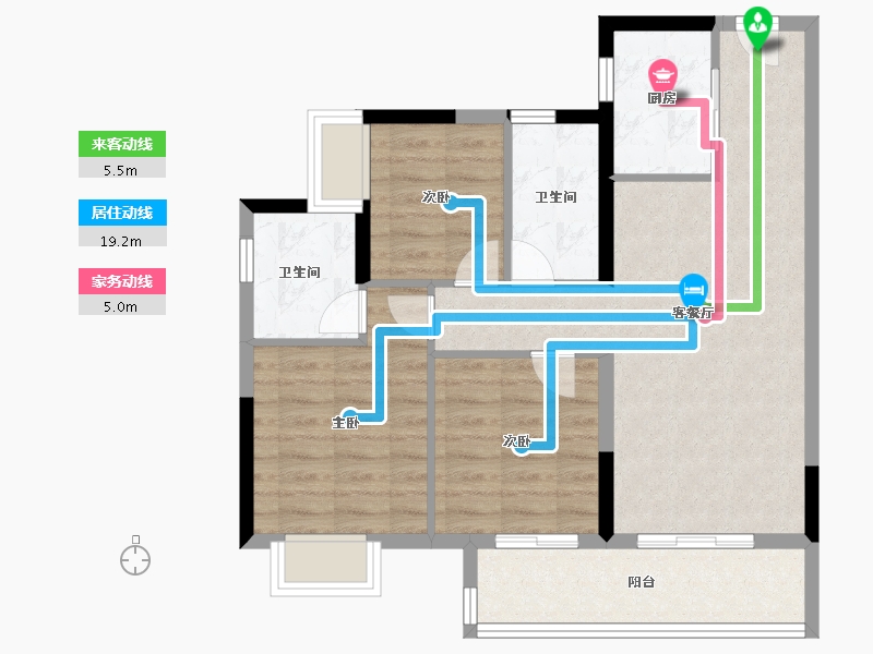 河南省-鹤壁市-融创御府-76.80-户型库-动静线