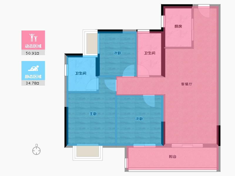 河南省-鹤壁市-融创御府-76.80-户型库-动静分区