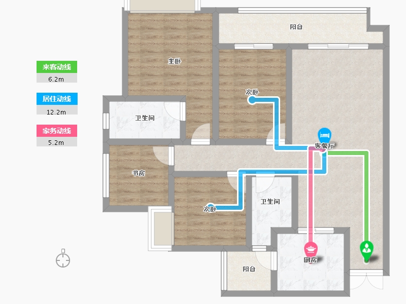 重庆-重庆市-电建洺悦府-105.05-户型库-动静线