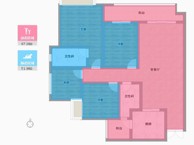 重庆-重庆市-电建洺悦府-105.05-户型库-动静分区