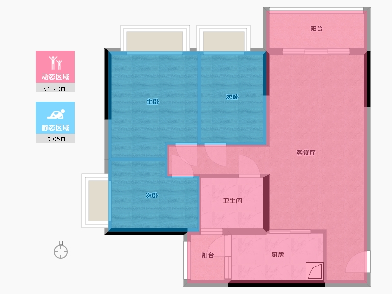 重庆-重庆市-恒大悦府-85.00-户型库-动静分区