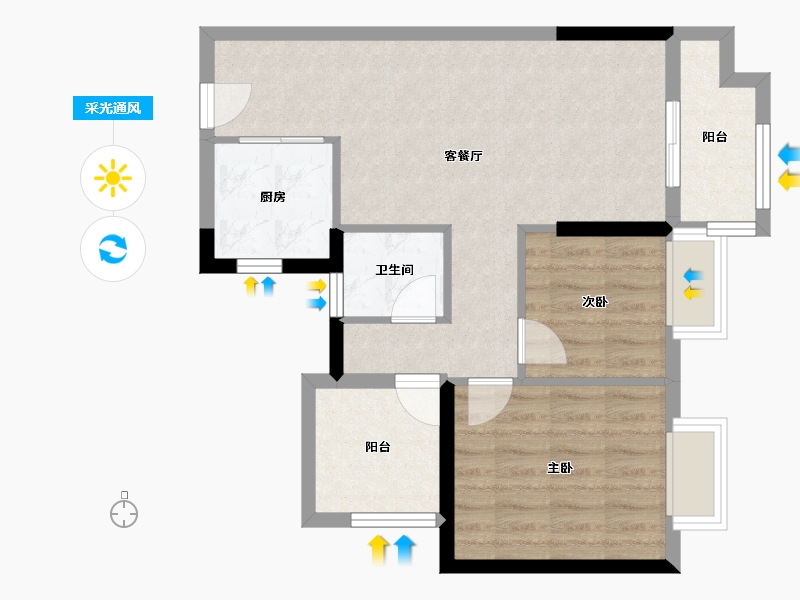 河南省-鹤壁市-融创御府-61.67-户型库-采光通风