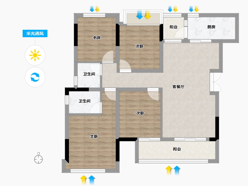 重庆-重庆市-永川新鸥鹏巴川府-91.02-户型库-采光通风