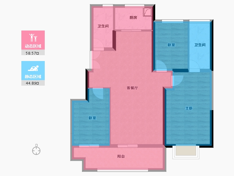 江苏省-徐州市-万城花开-92.66-户型库-动静分区