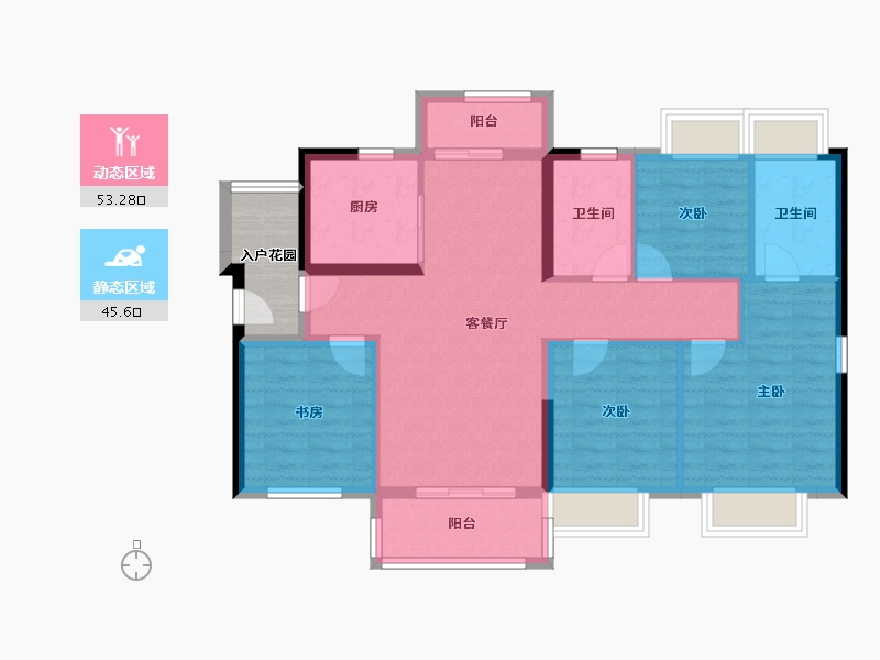 河南省-鹤壁市-融创御府-92.80-户型库-动静分区