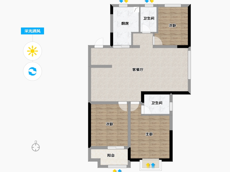 江苏省-徐州市-时代艺境-97.45-户型库-采光通风