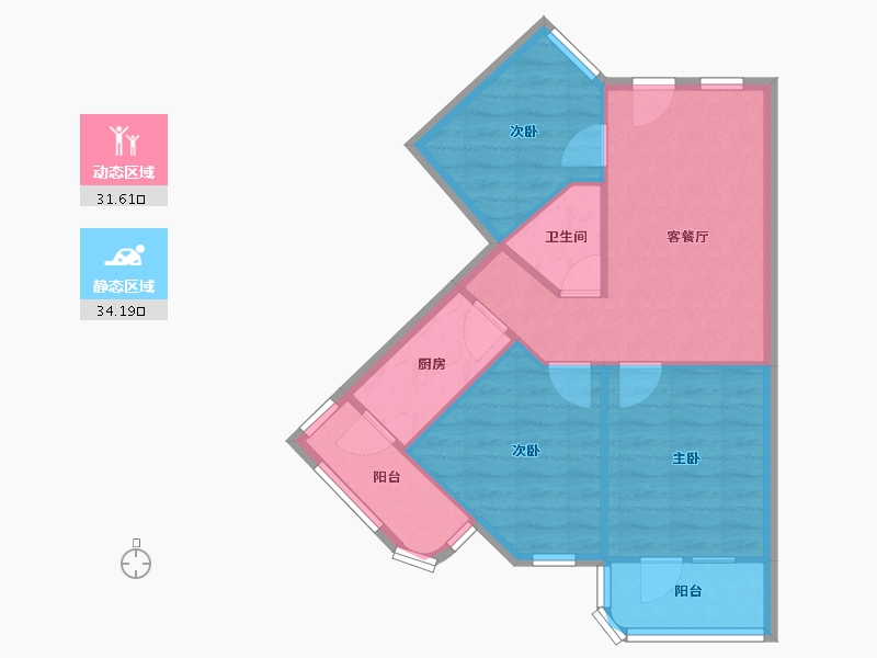 北京-北京市-梅源里小区-60.00-户型库-动静分区