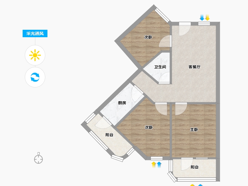 北京-北京市-梅源里小区-60.00-户型库-采光通风