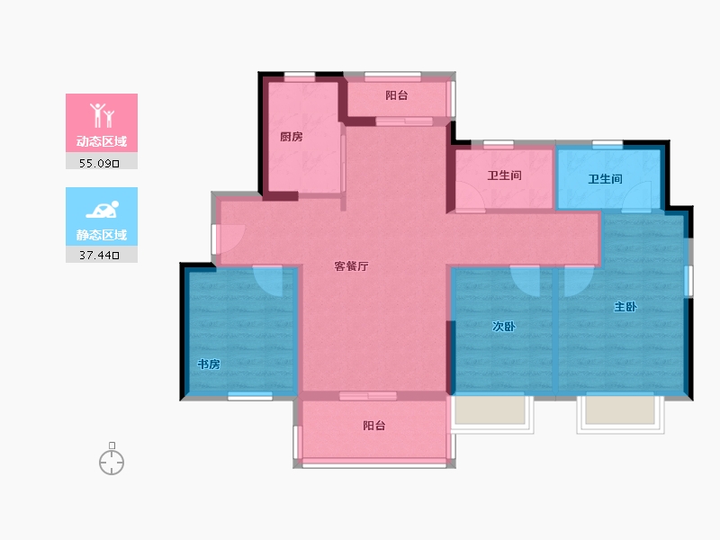 河南省-鹤壁市-融创御府-82.40-户型库-动静分区