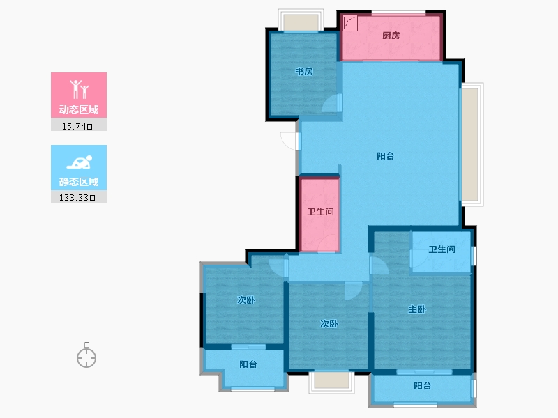 江苏省-徐州市-河滨天境-134.40-户型库-动静分区