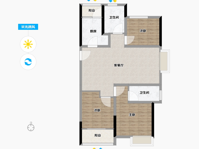 山东省-青岛市-京华海悦-96.80-户型库-采光通风