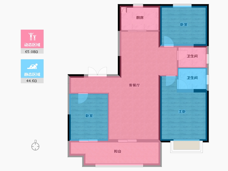 江苏省-徐州市-万城花开-98.64-户型库-动静分区