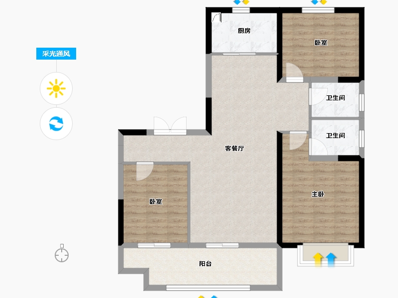 江苏省-徐州市-万城花开-98.64-户型库-采光通风