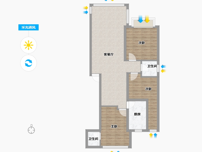 福建省-厦门市-和宁里1-5号楼-110.00-户型库-采光通风