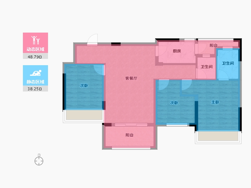 重庆-重庆市-斌鑫御景国际-77.06-户型库-动静分区