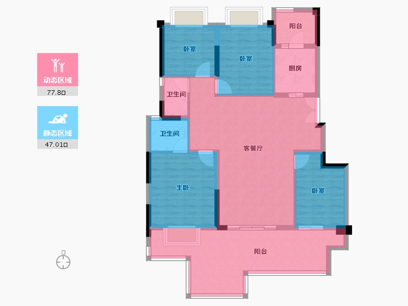 重庆-重庆市-华远海蓝城-112.44-户型库-动静分区