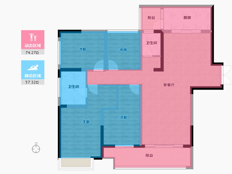 重庆-重庆市-江北嘴公园里-117.66-户型库-动静分区