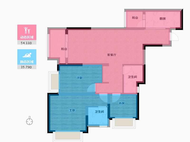 重庆-重庆市-吾悦和昱麟云-79.05-户型库-动静分区