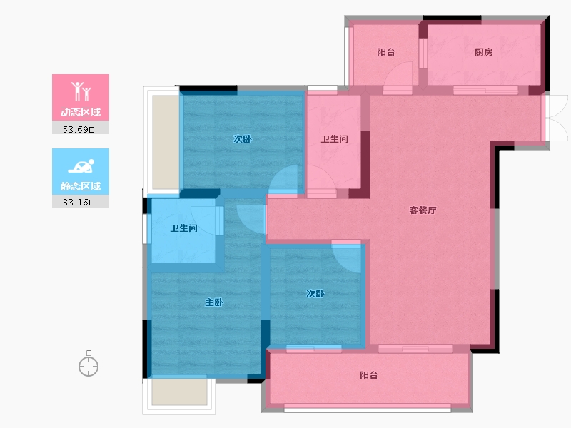 重庆-重庆市-渝开发格莱美城-76.35-户型库-动静分区