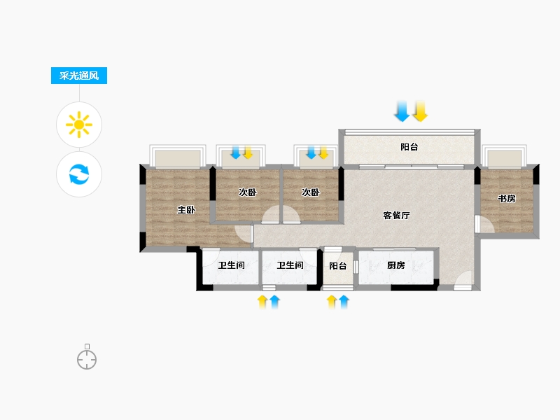 重庆-重庆市-电建清韵阶庭-81.18-户型库-采光通风