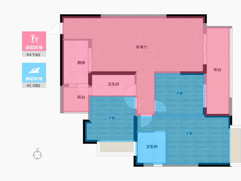 重庆-重庆市-青秀阅山-96.49-户型库-动静分区