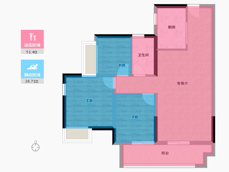 河南省-鹤壁市-融创御府-69.61-户型库-动静分区