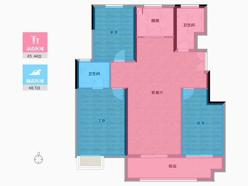 江苏省-徐州市-万城花开-102.94-户型库-动静分区