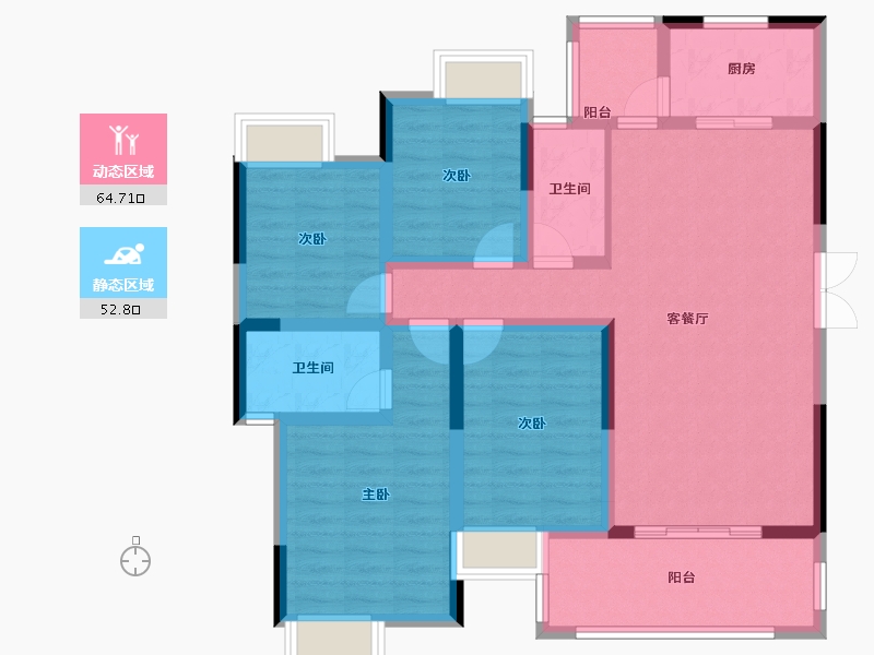 重庆-重庆市-建工半山郡-104.06-户型库-动静分区