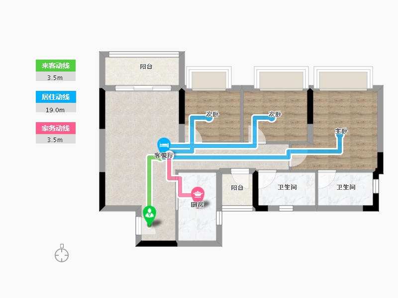 重庆-重庆市-电建清韵阶庭-66.67-户型库-动静线