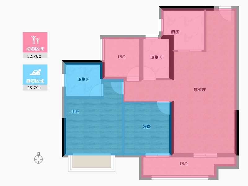 河南省-鹤壁市-融创御府-69.60-户型库-动静分区