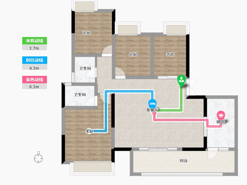 重庆-重庆市-建工半山郡-107.43-户型库-动静线