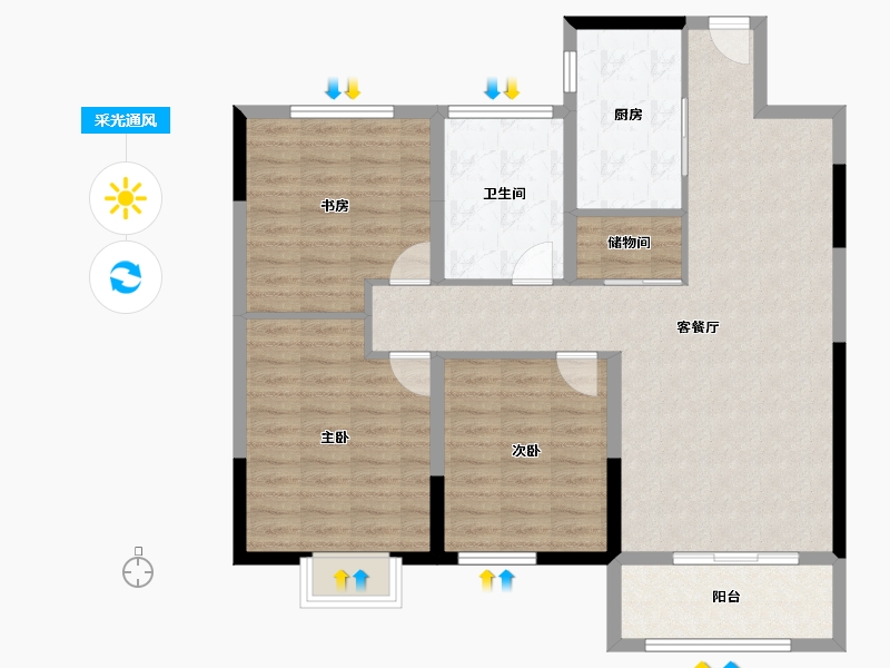 江苏省-徐州市-心怡小镇-102.53-户型库-采光通风