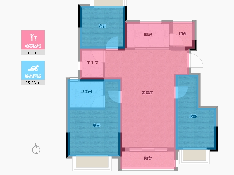 重庆-重庆市-金融街九龙金悦府-68.41-户型库-动静分区