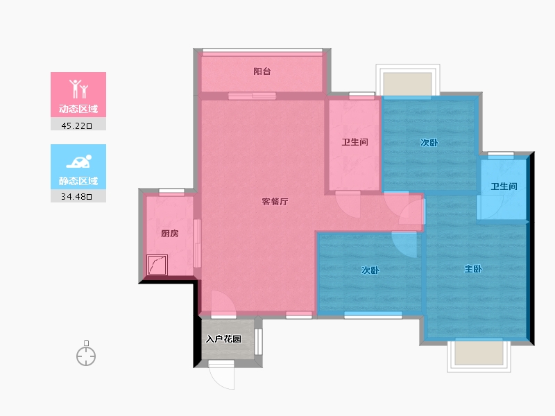 广西壮族自治区-南宁市-秋月蓝湾-80.00-户型库-动静分区