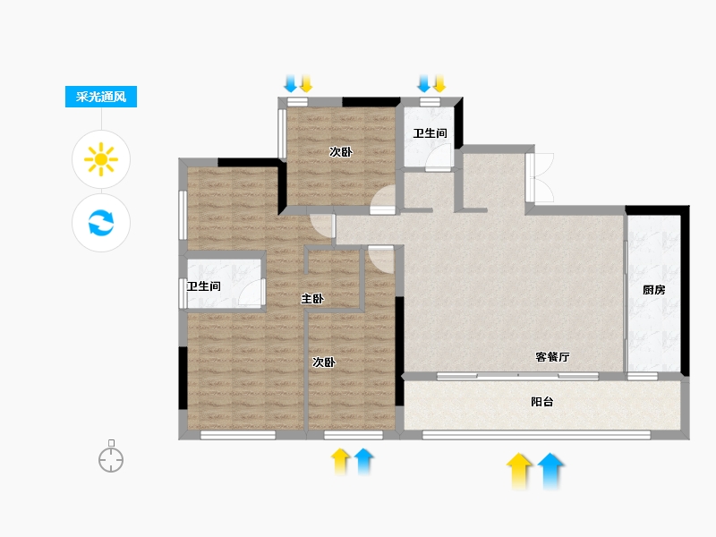 重庆-重庆市-印江州-108.00-户型库-采光通风