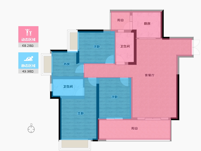 重庆-重庆市-融汇温泉城翰林学府-105.85-户型库-动静分区