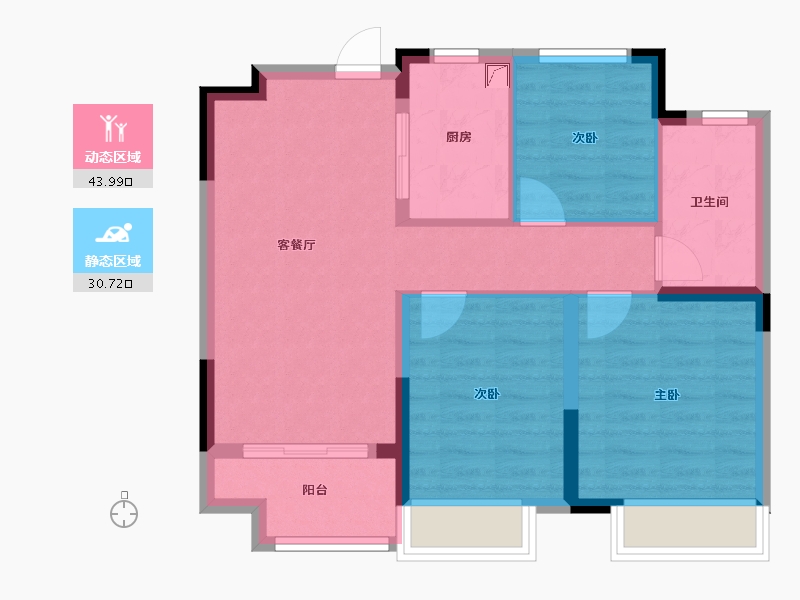 浙江省-绍兴市-天樾东府-66.47-户型库-动静分区